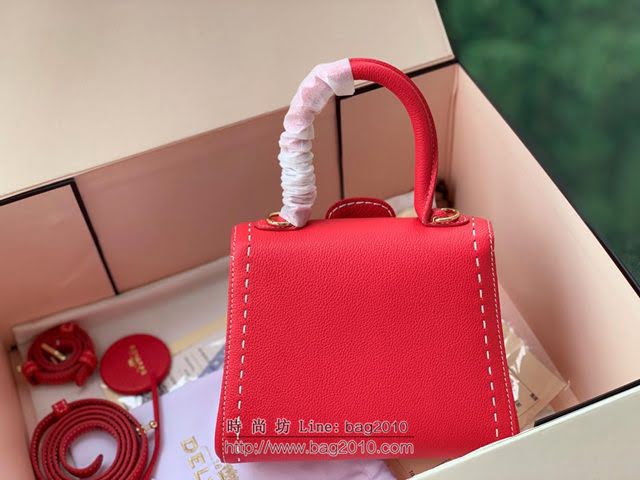 DELVAUX女包 經典款 德爾沃女手提包 女手腕包 Mini小號 Delvaux單肩斜挎包 DS0020手縫櫻粟紅  fcs1370
